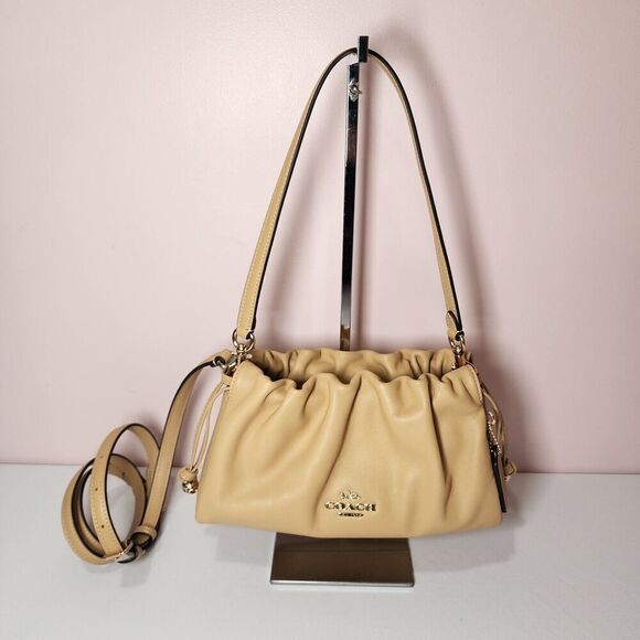 NWT COACH CV529 Faye Shoulder Bag Ruching Tan - Picture 1 of 6